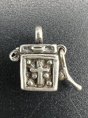925 Sterling Silver Hinged Prayer Box Charm Opens Poison Locket Hidden Secret